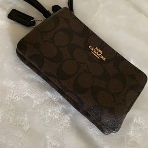 Coach double zip wristlet wallet
